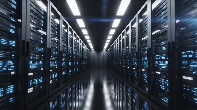 server room with rows of data racks