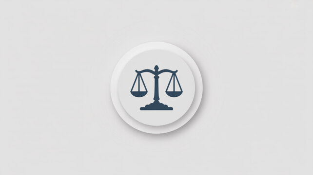 Justice scale icon on white background symbolizing law and balance