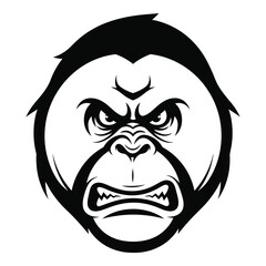 Angry gorilla face illustration with fur and sharp teeth expression icon © Kuddus