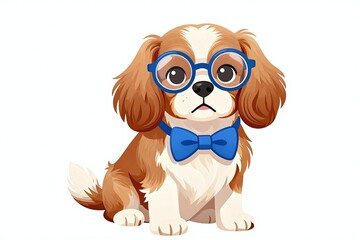 Obraz premium A small dog wearing glasses and a bow tie