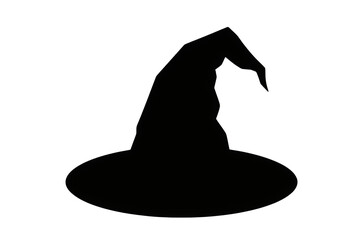Fototapeta premium Witch hat silhouette with pointed crown and wide brim for halloween, magic, wizard, costume, fantasy, and occult concepts