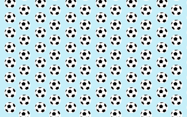 Fototapeta premium Soccer Ball Seamless Pattern on Blue Background Minimal Sports Design