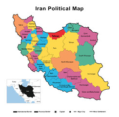 Fototapeta premium map ofiran political boundary.