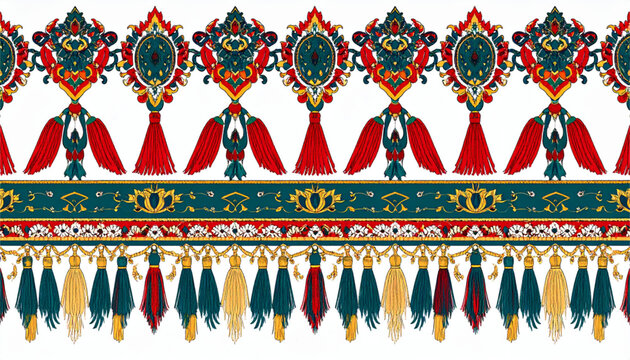 Seamless Tassel Fringe Borders &ndash; Textile Decoration Vector Pattern Set
