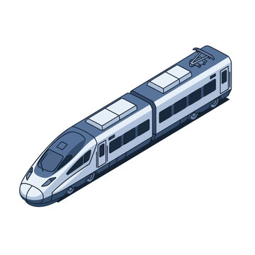 Modern Silver Bullet Train Illustration.