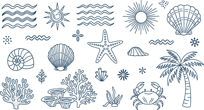 Black and white line collection of various and symbols line symbols abstract shapes flower