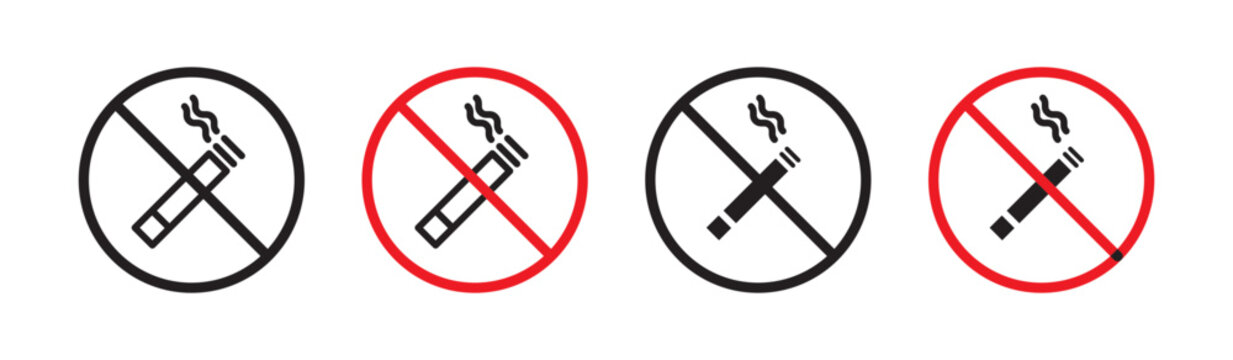 No smoking including electronic cigarettes sign in flat style. Basic vector symbol illustration