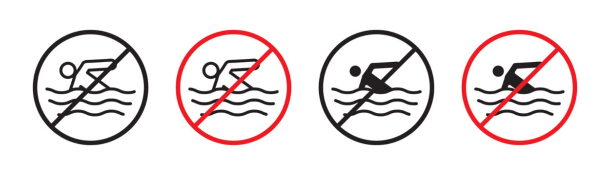 No swimming sign in flat style. Basic vector symbol illustration