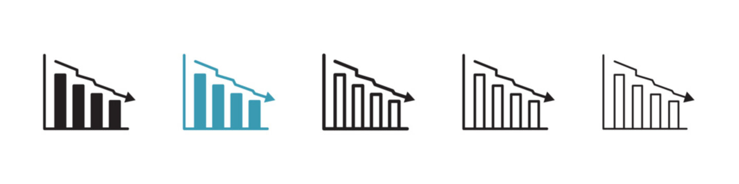 Reduction chart icon in flat style. Basic vector symbol illustration