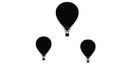 Naklejka premium Three hot air balloons floating against a white background silhouette