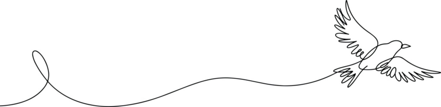 Elegant white bird in flight with decorative ribbon vector illustration