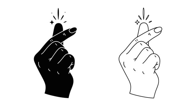 A hand making a popular Korean finger heart gesture with a sparkling effect.