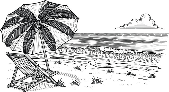 Black and white of a person holding an open umbrella with raindrops and a bird flying above