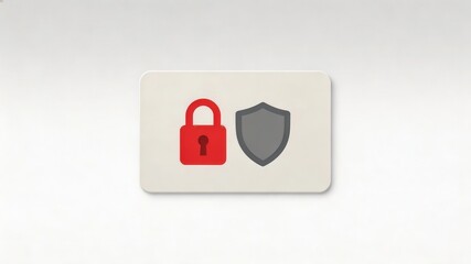 Security Icon: A digital icon representing security and protection, featuring a red padlock next to a grey shield, symbolizing the safeguarding of data and privacy.