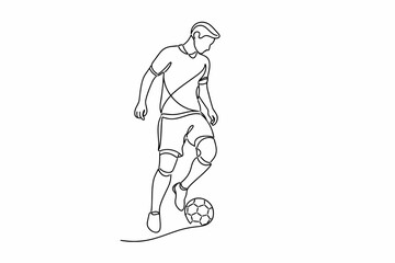 Fototapeta premium Jugador de fútbol en línea continua