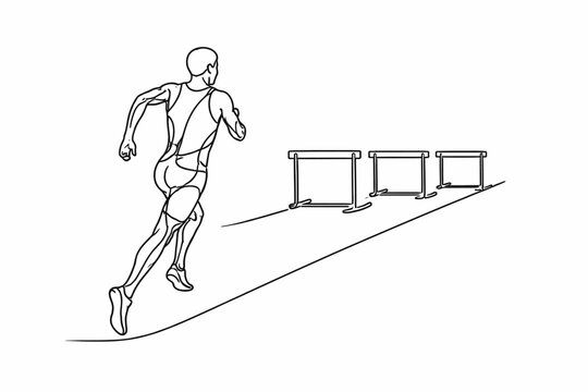 Atleta corriendo hacia los obst&aacute;culos