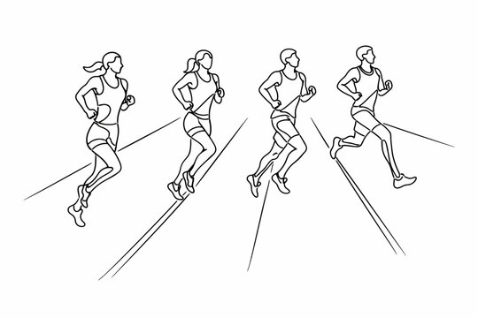 Corredores en l&iacute;nea continua minimalista