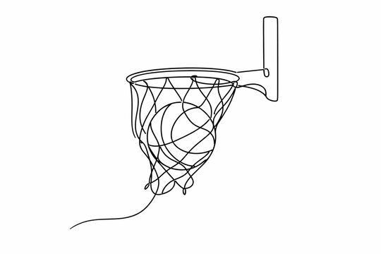 Bal&oacute;n cruzando el aro en l&iacute;nea continua