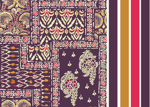 ajrak and geometrical allover design for printing with high quality
