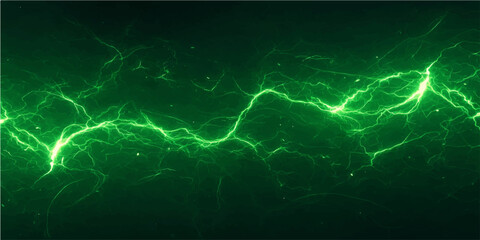 Abstract blue and green lightning wave background featuring a digital ECG heartbeat pulse monitor graph for medical technology and business data health charts © alien