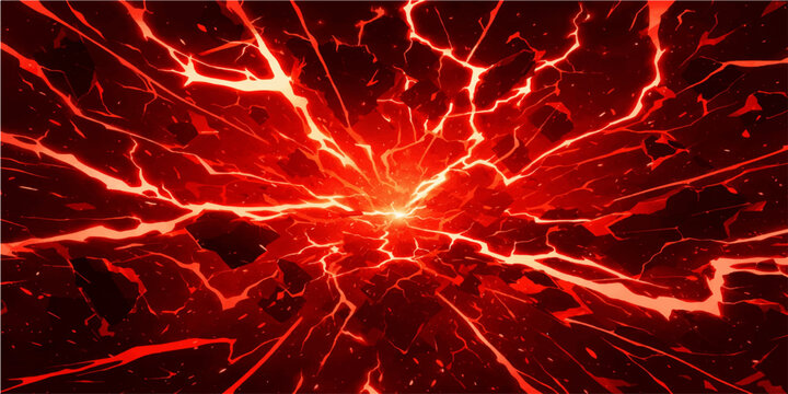An abstract fire explosion creates a chaotic fractal pattern of red flames and plasma energy against a black space background in this motion art illustration wallpaper design