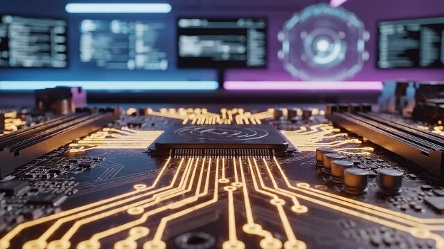 Close-up of a computer circuit board.