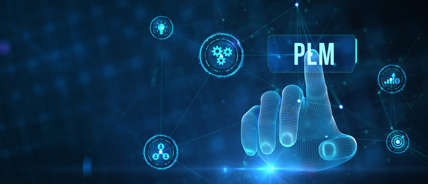 PLM Product lifecycle management system technology concept. Technology, Internet and network concept. 3d illustration