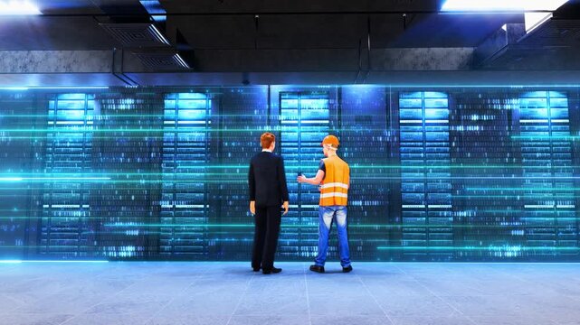 Engineers in the AI ​​data center server room