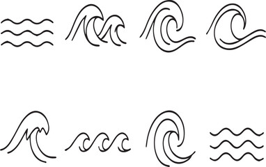 Fototapeta premium Collection of various wave designs and patterns on white background