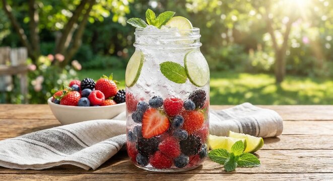 베리, 에이드, 상큼, 음료, 달달한, 주스, 얼음, 과일, 딸기, 마시다, 신선,여름, 민트, 술