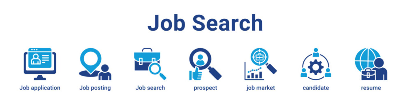 Job Search Icon Banner and Collection