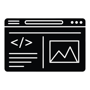 Webpage with coding symbols and graph on screen  website interface icon