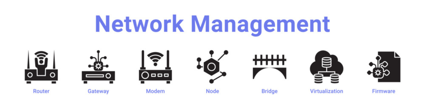 Network Management Icon Banner and Collection