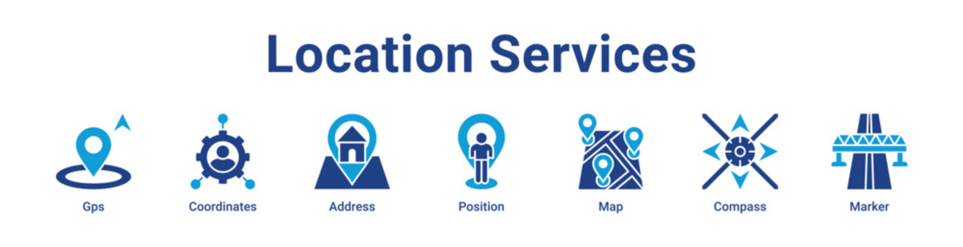 -Location Services Icon Banner and Collection