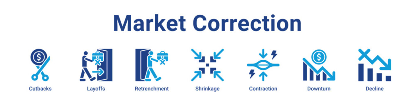 -Market Correction Icon Banner and Collection