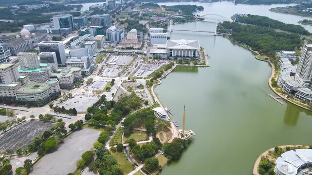 Aerial view of Tuanku Sultan Mizan Zainal Abidin Mosque, Putrajaya, Malaysia. Also known as Masjid Besi.