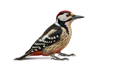 Obraz premium Colorful great spotted woodpecker bird isolated on white background
