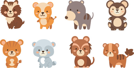 Fototapeta premium A group of cute animals are standing together in a forest clearing outdoors.