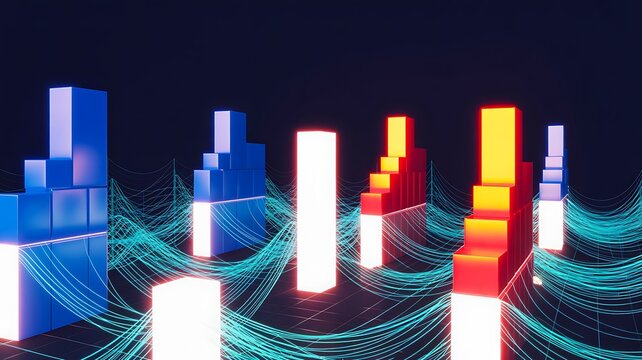 Abstract digital glitch effect with colorful pixel distortion on dark background