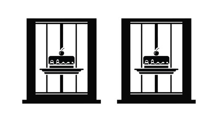 Two framed cakes on stands a striking black silhouette © Nurunnar