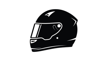 Fototapeta premium Black motorcycle helmet design presented as a striking silhouette
