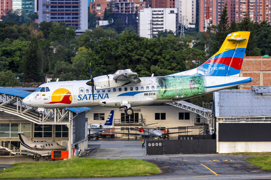 SATENA ATR 42-600 airplane at Medellin airport in Colombia