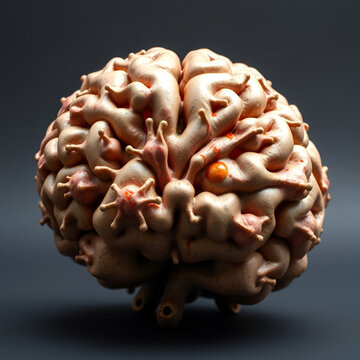 Astrocytes basal ganglia and pituitary gland brain shaped artistic sculpture symbolizing intelligence cognitive processes and neuroanatomy