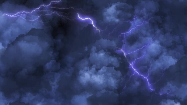 Severe weather with dark clouds and thunder and lightning