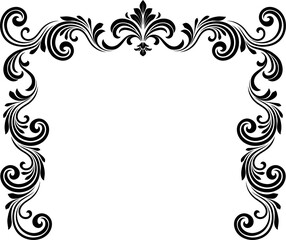 A filigree heraldic crest motif floral pattern border frame. Original design in a vintage style. © Christos Georghiou