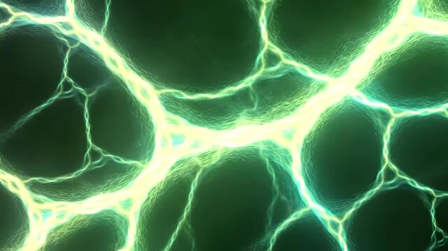 Abstract glowing cellular network with bright electric connections and futuristic energy flow