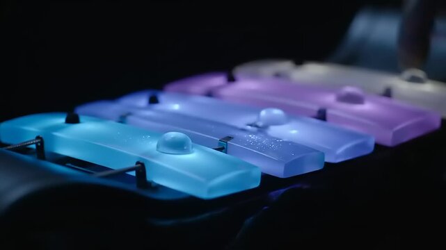 Laboratory Equipment with Colored Liquid Samples.