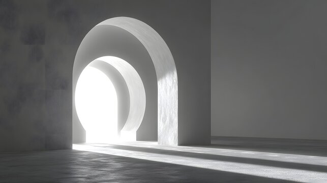 Abstract Architectural Archway with Dramatic Light Rays.