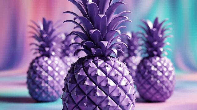 Vibrant Purple Pineapples on Display.