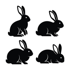 Fototapeta premium Four vectors of rabbits in various sitting and standing positions